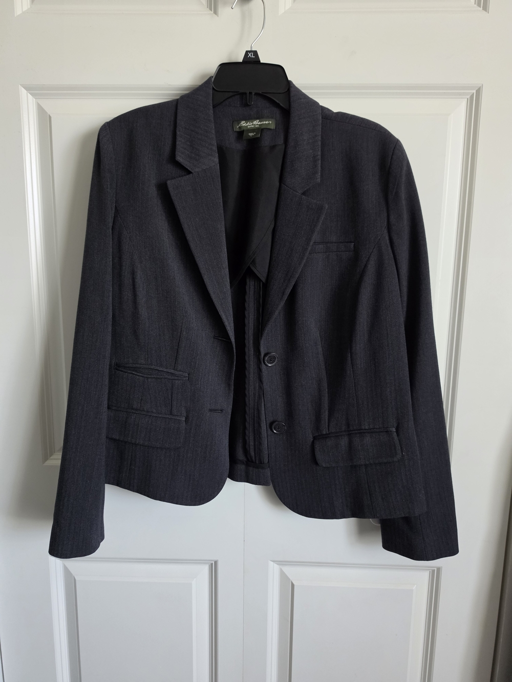Charcoal grey gray Pinstripe tweed Women's Blazer